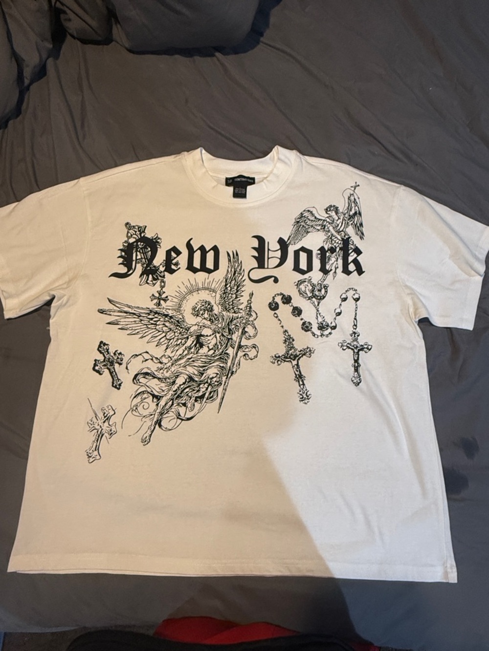 White 'New York' Graphic Short Sleeve Men's Tee